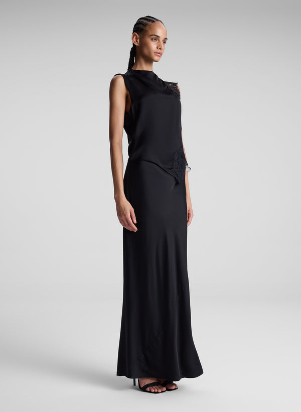 A.l.c. Gracie Satin And Lace Sleeveless Top Black