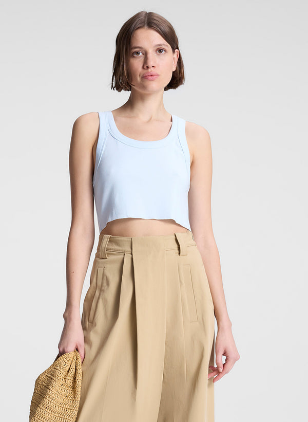 a.l.c. Halsey Cropped Cotton Rib Tank Acqua