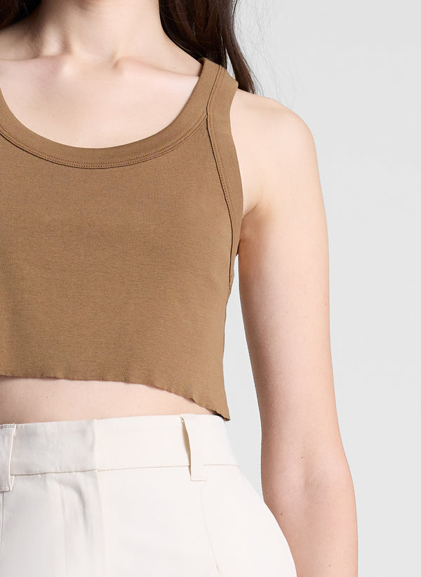 A.l.c. Halsey Cropped Cotton Rib Tank Aged Bronze