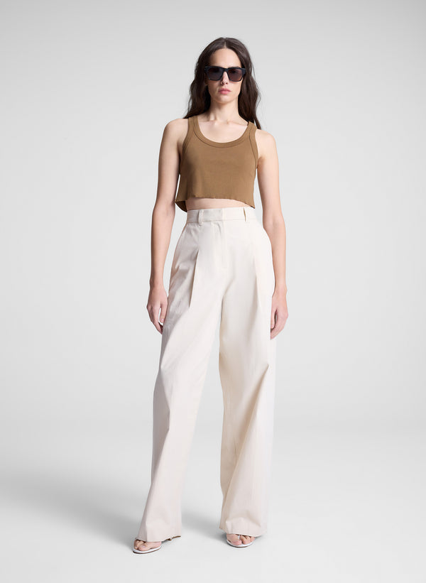 A.l.c. Halsey Cropped Cotton Rib Tank Aged Bronze