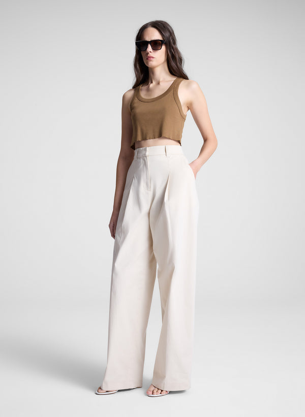 A.l.c. Halsey Cropped Cotton Rib Tank Aged Bronze