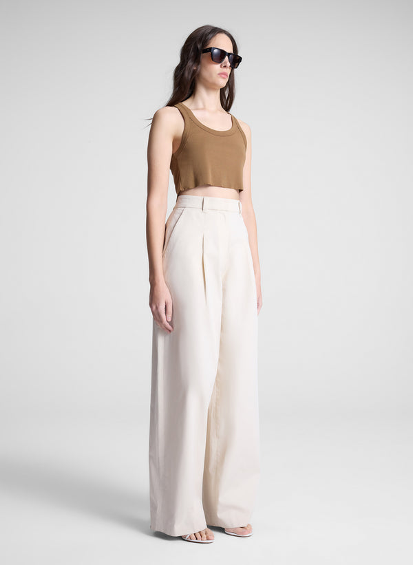 a.l.c. Halsey Cropped Cotton Rib Tank Aged Bronze