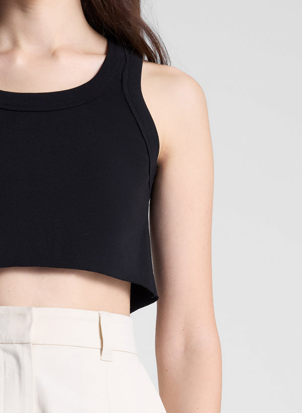 A.l.c. Halsey Cropped Cotton Rib Tank Black