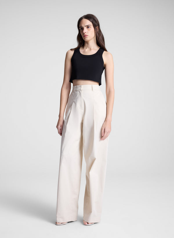 A.l.c. Halsey Cropped Cotton Rib Tank Black