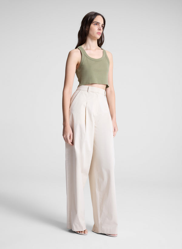 A.l.c. Halsey Cropped Cotton Rib Tank Eucalyptus