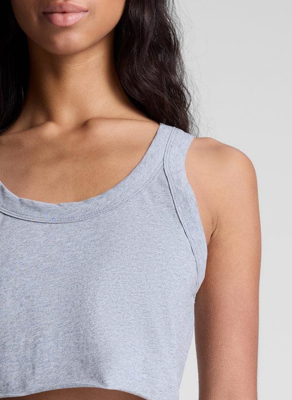 A.l.c. Halsey Cropped Cotton Rib Tank Grey Melange