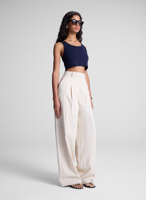 A.l.c. Halsey Cropped Cotton Rib Tank Maritime Navy