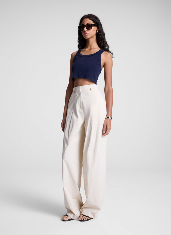 A.l.c. Halsey Cropped Cotton Rib Tank Maritime Navy