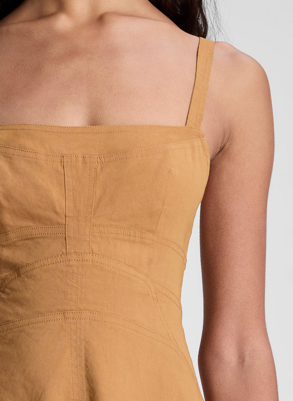 A.l.c. Harlow Linen Midi Dress Light Bronze