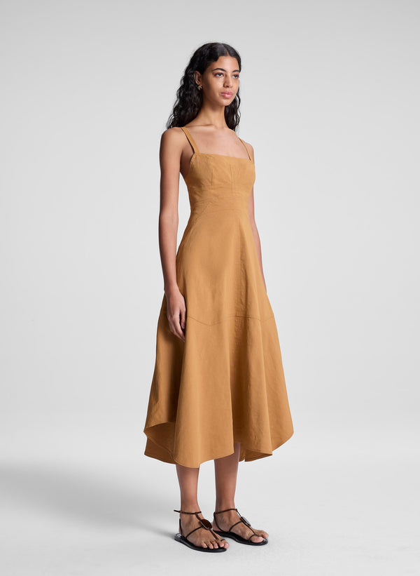 A.l.c. Harlow Linen Midi Dress Light Bronze
