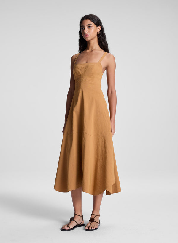 A.l.c. Harlow Linen Midi Dress Light Bronze