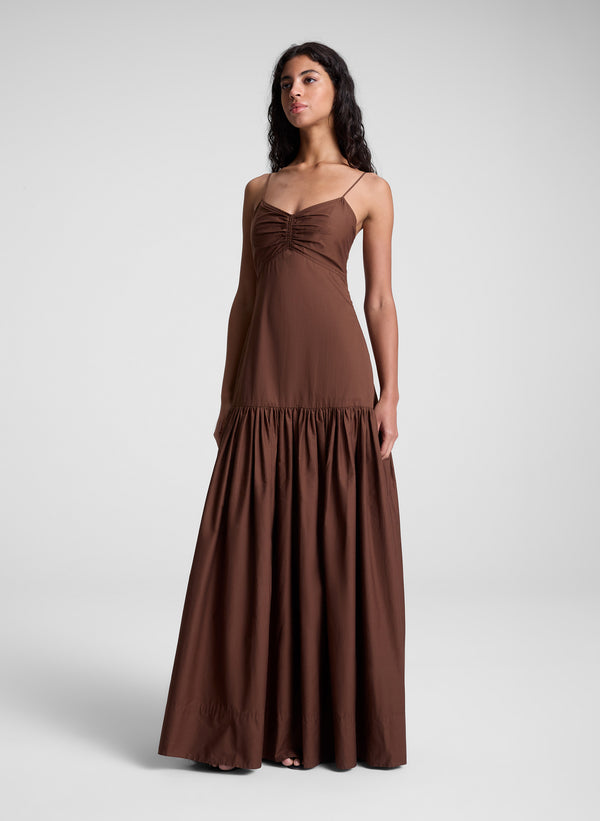 A.l.c. Harper Cotton Maxi Dress Milk Chocolate