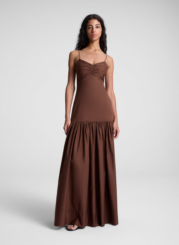 a.l.c. Harper Cotton Maxi Dress Milk Chocolate