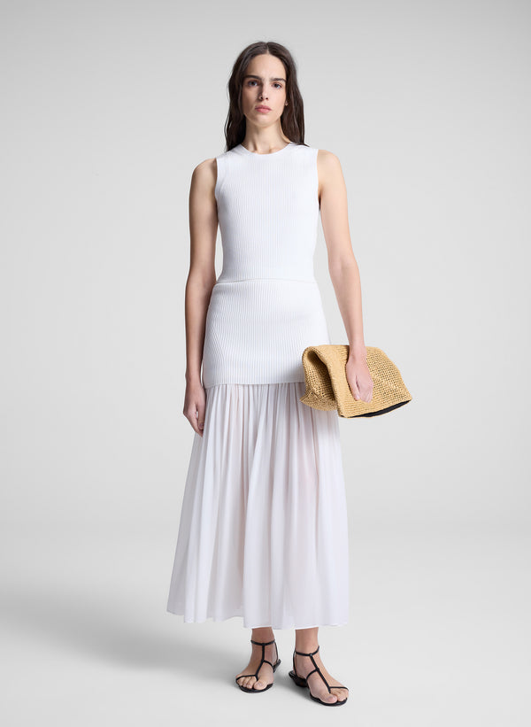 A.l.c. Hayden Knit Chiffon Maxi Skirt Pearl