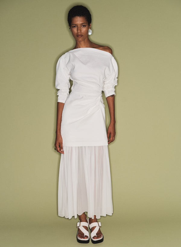 a.l.c. Hayden Knit Chiffon Maxi Skirt Pearl