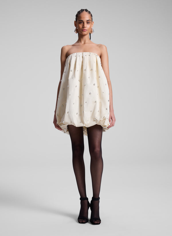a.l.c. Holly Strapless Embellished Mini Dress Cream