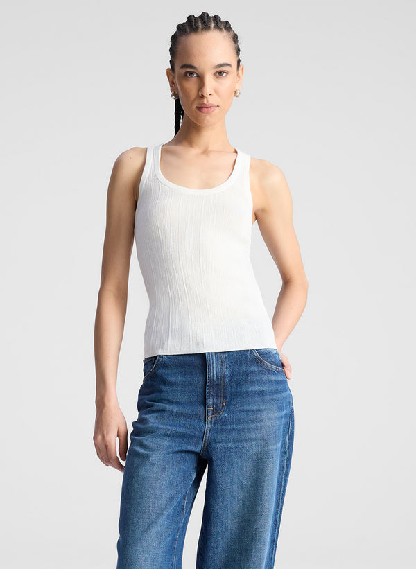 a.l.c. Iris Fine Cotton Knit Tank Bright White
