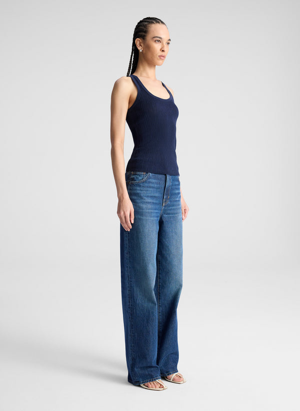 A.l.c. Iris Fine Cotton Knit Tank Navy