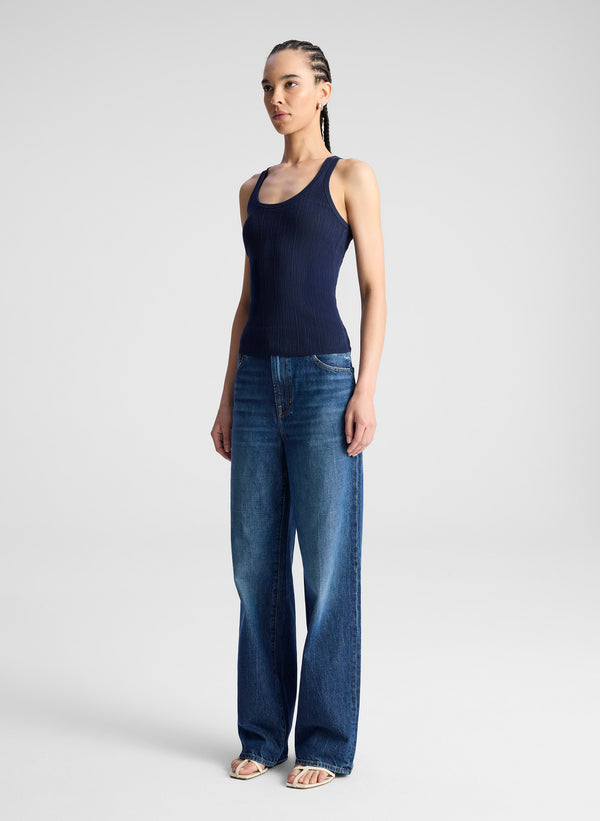 A.l.c. Iris Fine Cotton Knit Tank Navy