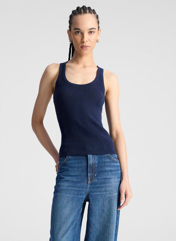 a.l.c. Iris Fine Cotton Knit Tank Navy