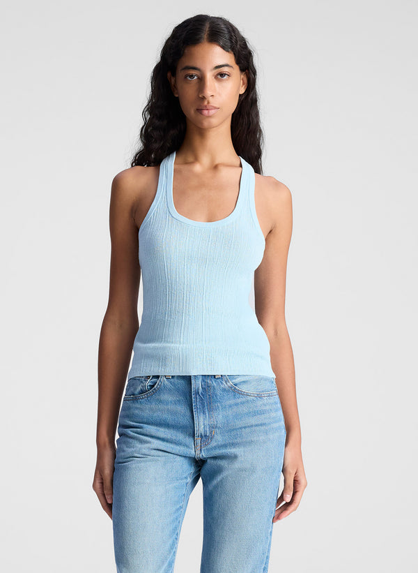 a.l.c. Iris Fine Cotton Knit Tank Sky Blue
