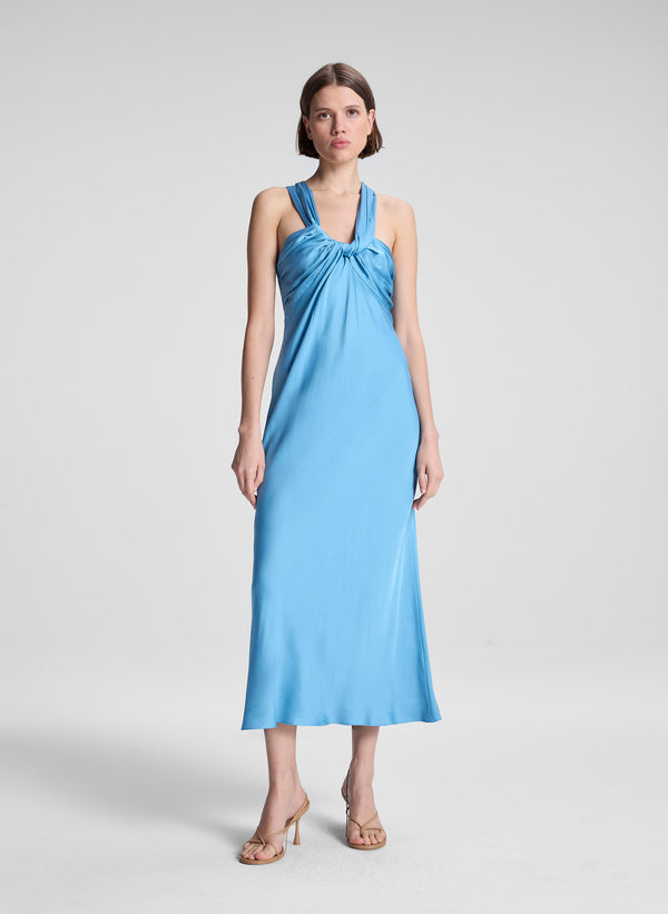 a.l.c. Ivy Satin Midi Dress Blue Lagoon