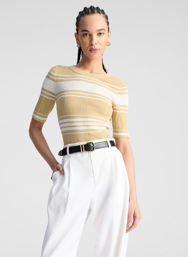 a.l.c. Jack Fine Cotton Knit Top Lark/Bright White