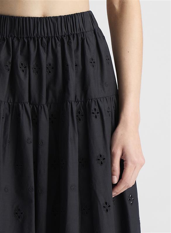A.l.c. Jay Embroidered Cotton Midi Skirt Black