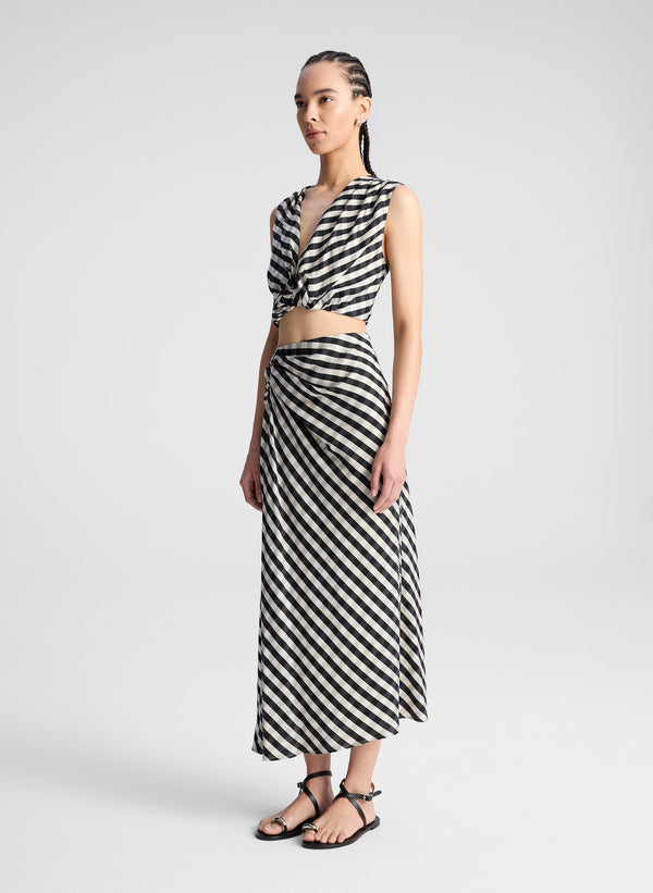 A.l.c. Jean Gingham Midi Skirt Black/Tan