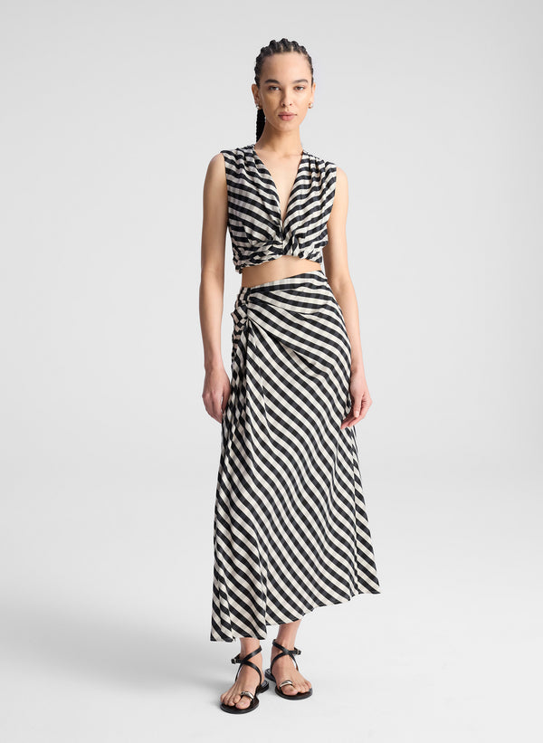 a.l.c. Jean Gingham Midi Skirt Black/Tan