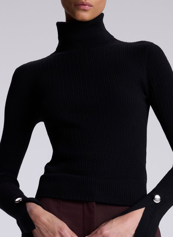A.l.c. Jett Cable Knit Merino Turtleneck Top Black
