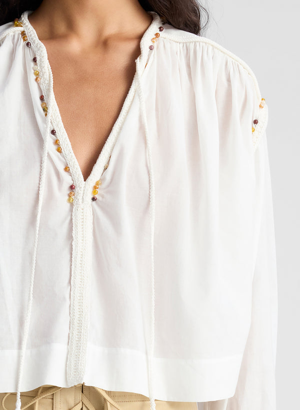 A.l.c. Jodie Embellished Cotton Top White