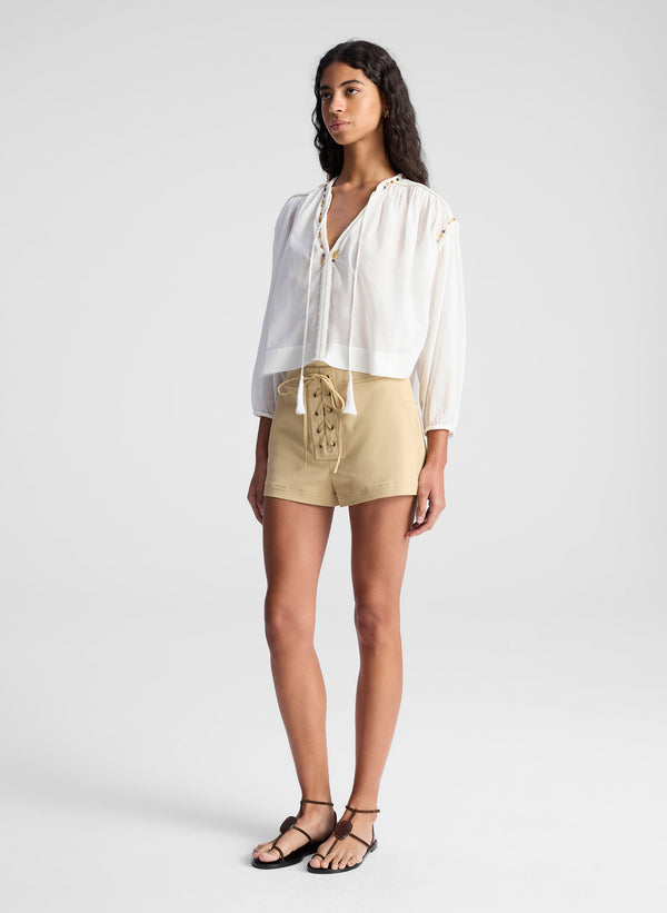 A.l.c. Jodie Embellished Cotton Top White