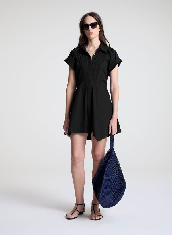 a.l.c. Julie Cotton Mini Shirtdress Black
