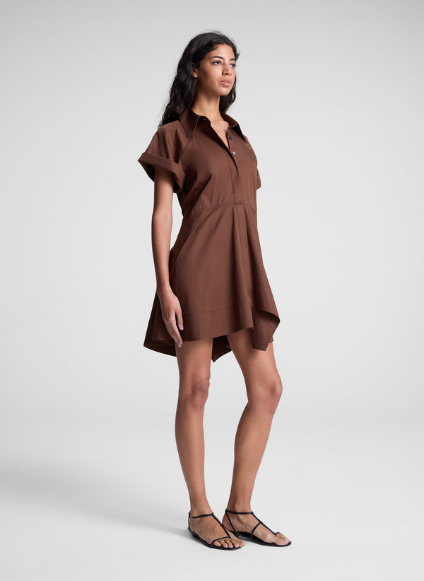 A.l.c. Julie Cotton Mini Shirtdress Milk Chocolate