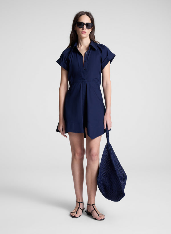 a.l.c. Julie Cotton Mini Shirtdress Navy