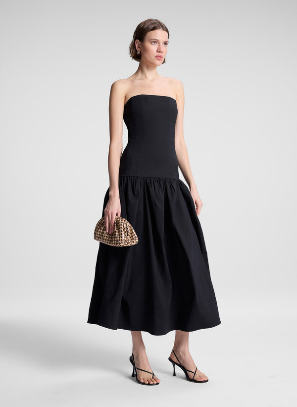 A.l.c. June Strapless Linen Midi Dress Black