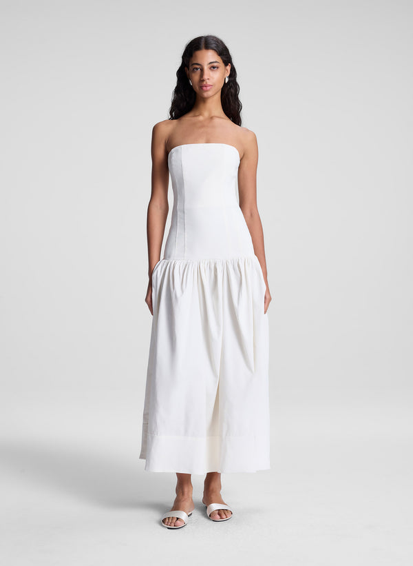A.l.c. June Strapless Linen Midi Dress White