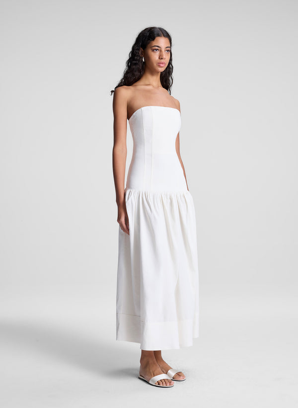 A.l.c. June Strapless Linen Midi Dress White