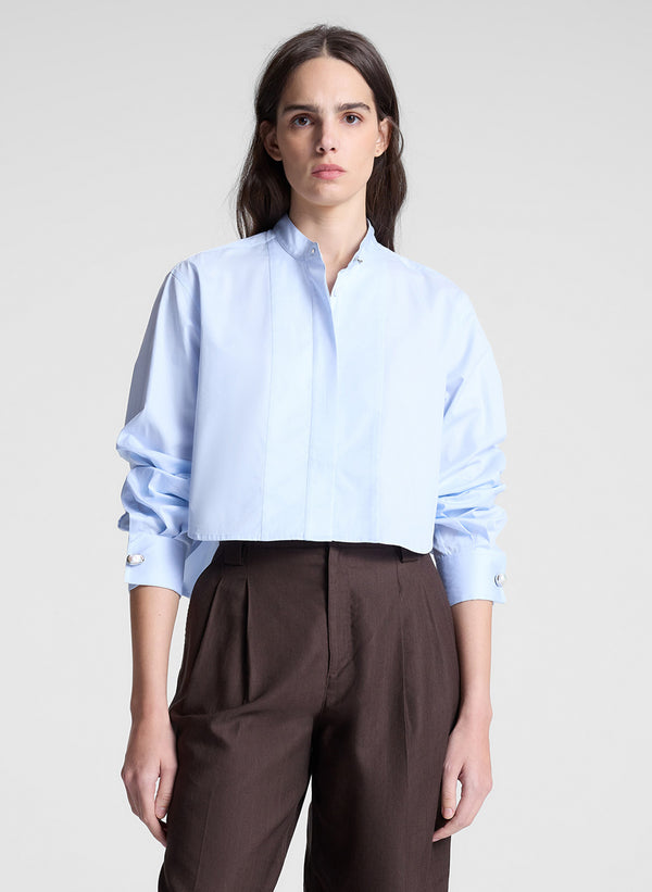 a.l.c. Kat Cropped Cotton Shirt Ice Water