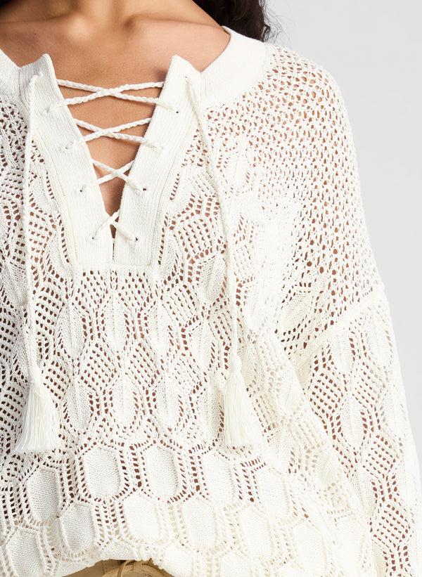 A.l.c. Keri Crochet Knit Sweater Off White