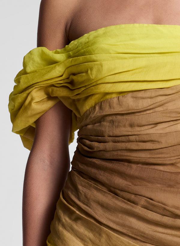 A.l.c. Kyler Mini Dress Chestnut/Yellow