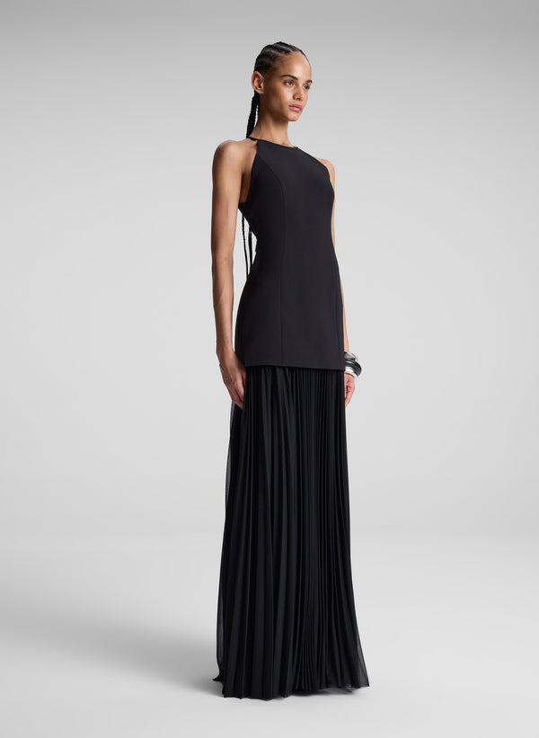 a.l.c. Lana Pleated Maxi Dress Black