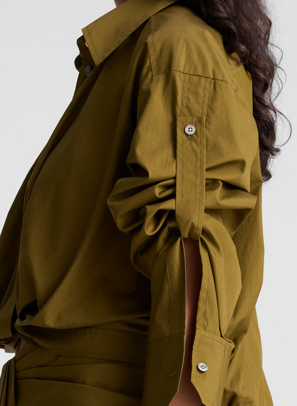 A.l.c. Leo Cropped Cotton Shirt Hazel