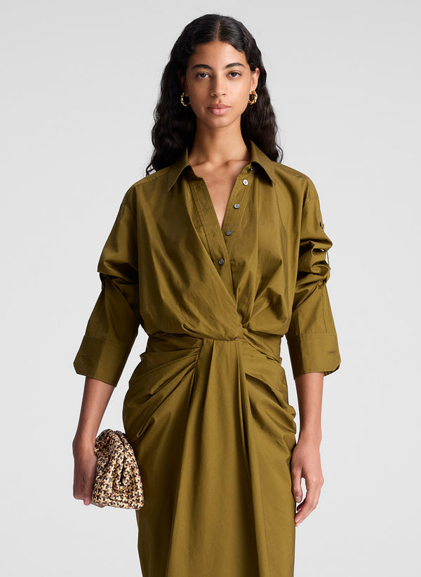A.l.c. Leo Cropped Cotton Shirt Hazel