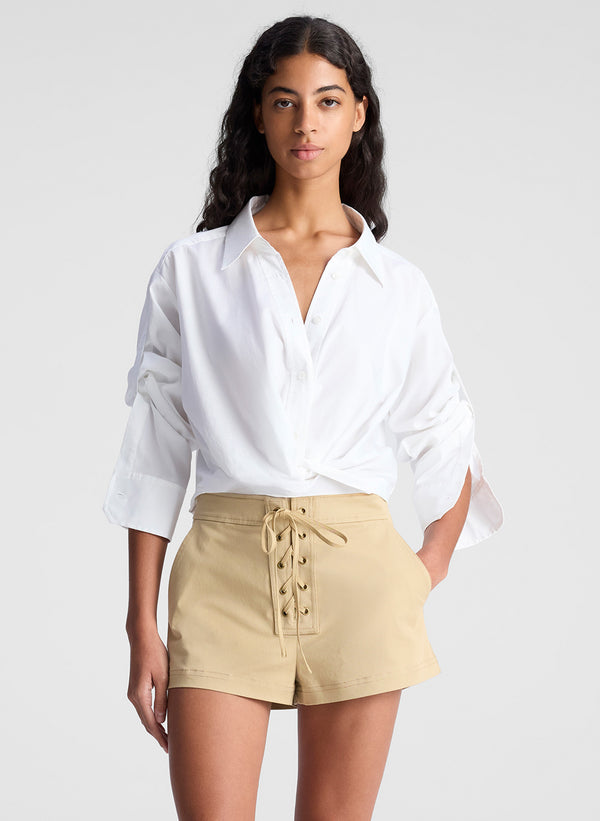 A.l.c. Leo Cropped Cotton Shirt White