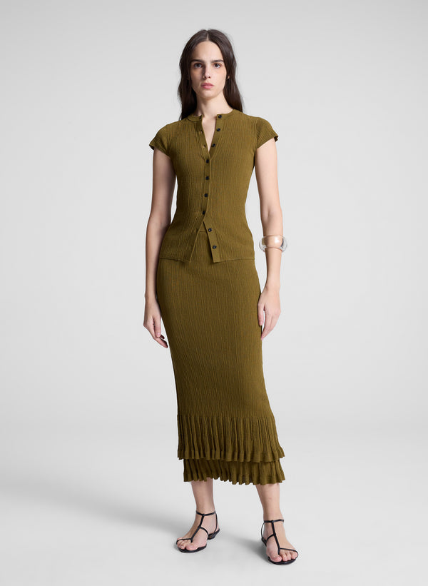 A.l.c. Lexi Fine Cotton Knit Midi Skirt Hazel