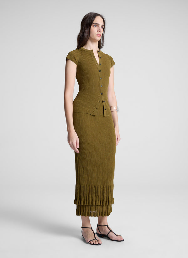 A.l.c. Lexi Fine Cotton Knit Midi Skirt Hazel