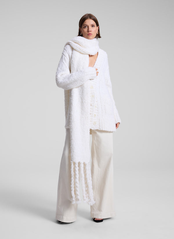 a.l.c. Lily Cashmere Silk Oversized Scarf White