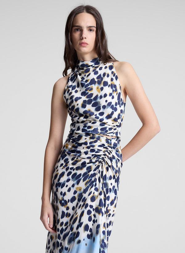 a.l.c. Lily Printed Sleeveless Top Navy/Light Blue